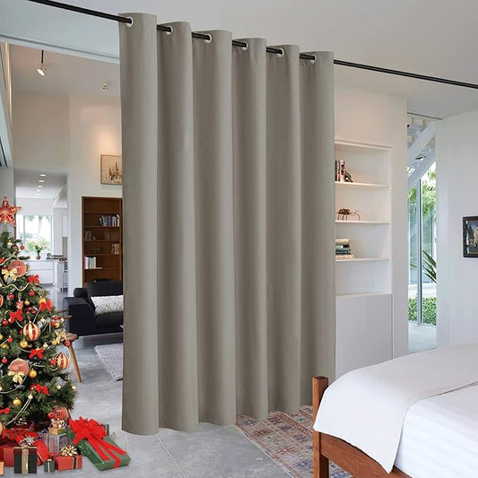 RYB HOME Privacy Room Divider Curtains for Office Bedroom Separation Sound Proof Blanket for Doorway Patio Sliding Glass Door Large Window Curtains Thermal Insulating Blackout, W 120 x L 96, Sand