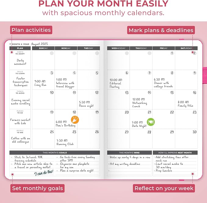 Clever Fox Planner Large – Undated Weekly & Monthly Planner for Productivity, Time Management & Goals – Organizer Journal – 7x10” (Hot Pink)