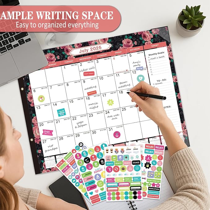 Lateefah Desk Calendar 2025, Large 22'' x 17'' Desk Calendar 2025-2026, 18 Month Desktop Calendars for Home & Office, Use July 2025 to Dece 2026