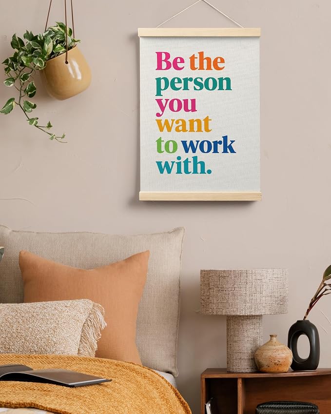 FGFK Inspirational Office Wall Art Poster Hanger Frame, Be the Person You Want to Work with Motivational Canvas Prints Framed Wall Decor for Home Office Workplace, 12x16 Inch