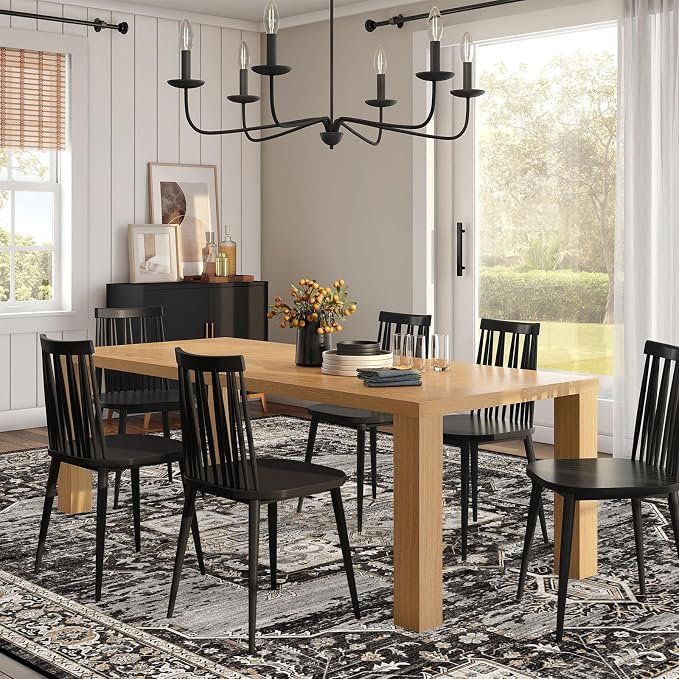 RUUGME Washable 9x12 Area Rugs - Large Rugs for Living Room Stain Resistant Carpet Vintage Rugs for Bedroom with Non Slip Backing Home Decor Floor Decoration Mat (9x12 Black)