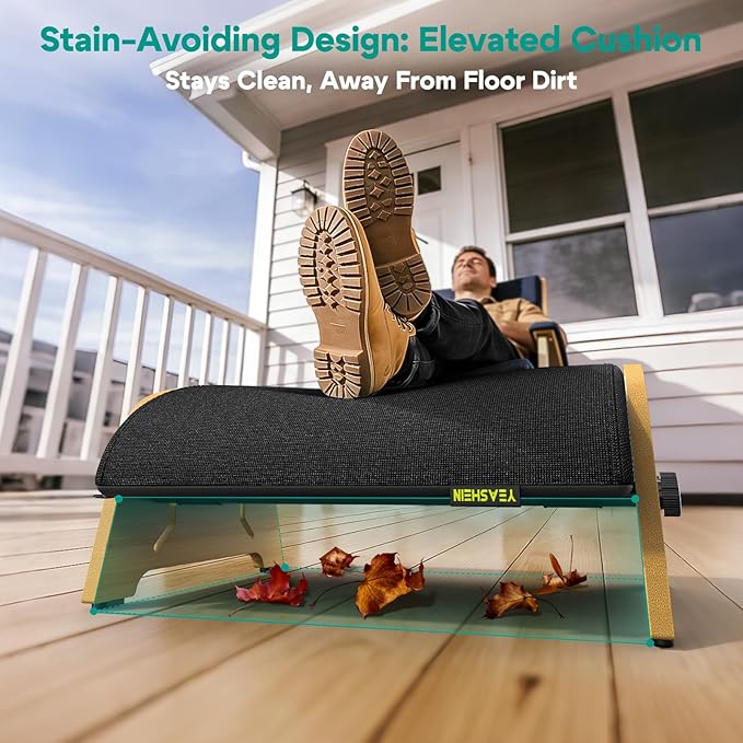 Ergonomic Foot Rest Under Desk at Work, Bamboo Wood Adjustable Foot Stool Under Desk with 6 Positions, Office Footrests with Memory Foam, Leg Rest Used for Car, Home, PC Gaming Accessories