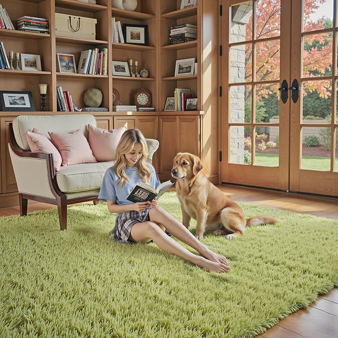 Rugs for Living Room 6x9, Alfombras para Salas Shag Large Plush Soft Area Rug, Shaggy Carpets for Bedroom,Home Decor Aesthetic(Grass Green, 6x9 Feet)