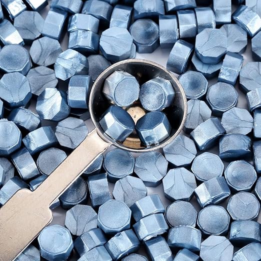 Yoption 360 Pcs Blue Sealing Wax Beads Set for Wax Seal Stamp with Candles and Melting Spoon