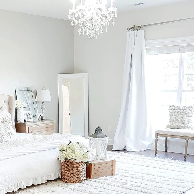 NICETOWN White 100% Blackout Curtains 45 inches Long, Rod Pocket Basement Completely Blackout Window Treatment Thermal Insulated Lined Drapes for Small Window (1 Pair, 52 inches Width Each Panel)