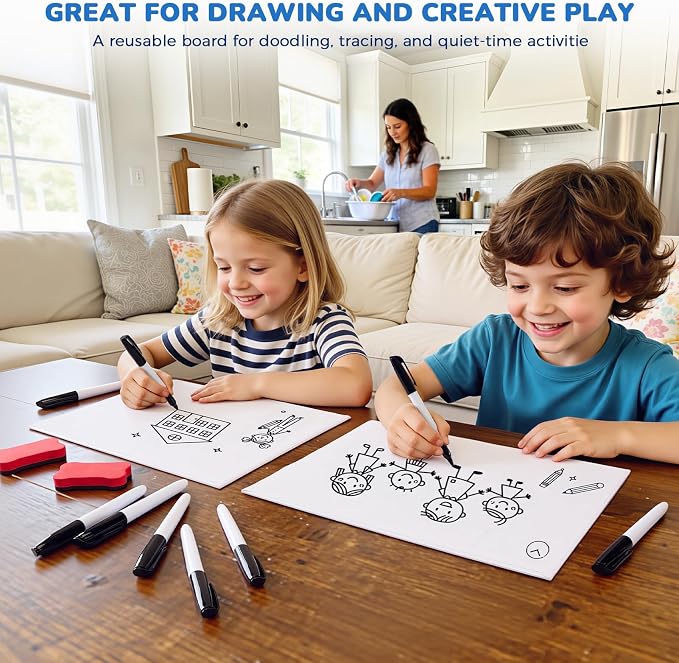 GAMENOTE White Board Dry Erase, Small Magnetic Lined White Board Set, Double Sided Magnet Ruled Lap Boards Whiteboard for Kids and Student Learning, 9x12 Inches (Pack of 24)