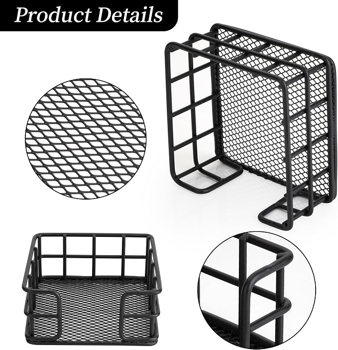 Metal Desk Organizer Set of 2, Black Wire Pencil Holder and Sticky Note Holder, Modern Minimalist Heavy-Duty Desk Accessories for Office, Home & School