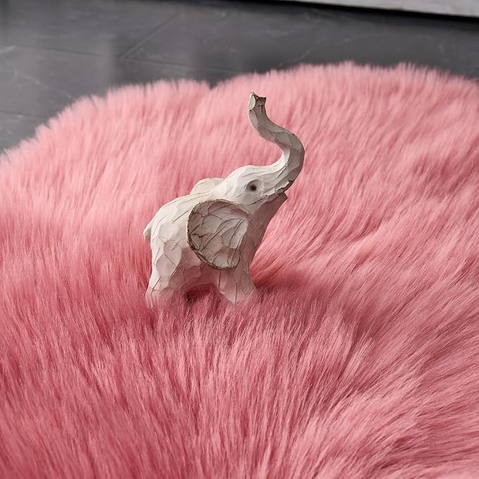 EasyJoy Ultra Soft Fluffy Faux Fur Rug, 2x6 ft Rectangle, Blush Pink | Chair Cover, Seat Pad, Fuzzy Area Rug