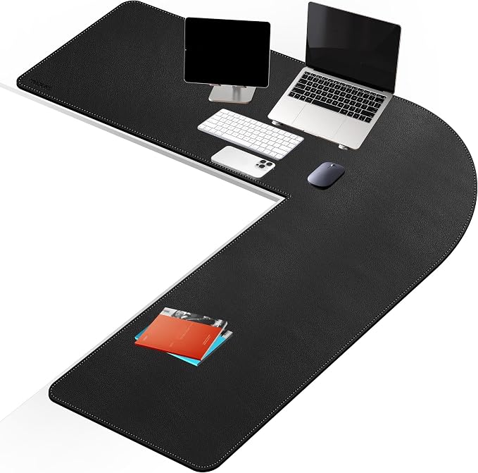 Mydours 61"x61"x20" Super Large Desk Mat, Full Mouse Pad for L-Shaped Standing Desk, Double-Sided Mat with PU Leather Surface, Extended Coverage for Large L Shaped Desk, Compatible with Home & Office