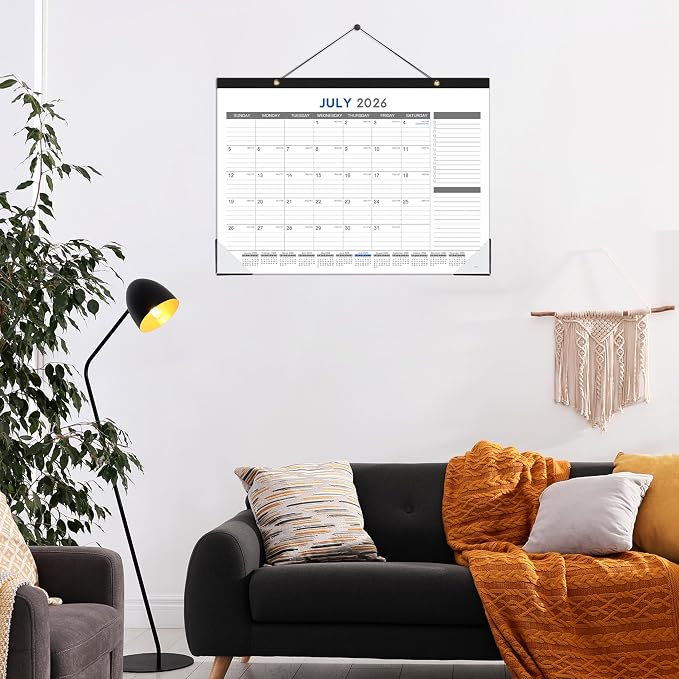2026-2027 Desk Calendar - July 2026 - Dec 2027, 18 Months Calendar Pad with Black Corner Protectors, 17" x 12", Large Ruled Blocks, Large Office Desk Top Calendar