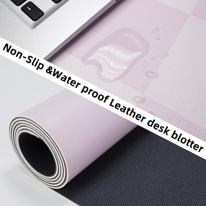 AFIING Purple Desk Mat 31.5" x 12", Leather Desk Pad | Waterproof PU Leather, Non-Slip Rubber Base, Stylish Desk Decor, Office & Home