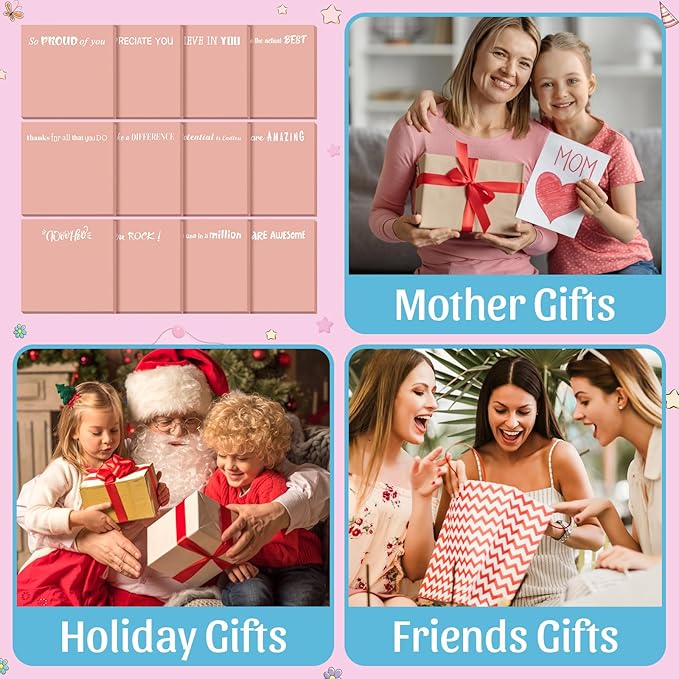 Yinder 24 Pcs Inspirational Sticky Notes Thank You Gift Motivational Sticky Note Pad Employee Appreciation Gift Bulk for Staff Coworker Teacher Nurse Office Groups 3 x 3'' (Motivational,Pink)