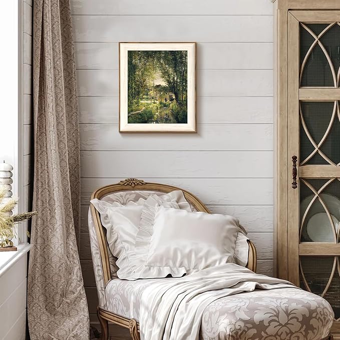 uniro Framed Canvas Wall Art, Vintage Summer Country Landscape Oil Painting, Retro Aesthetic Artwork for Wall Home Living Room Bathroom Bedroom Farmhouse Wall Decor - 10"x12"
