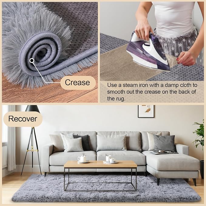 Mugorn Small Soft Shag Rugs for Bedroom, 3x5 Fluffy Area Rugs for Living Room