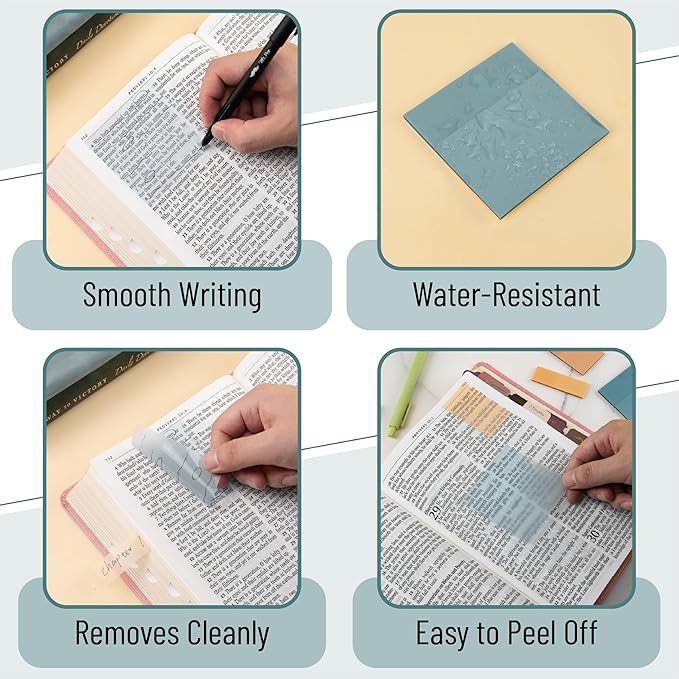 Mr. Pen- Transparent Sticky Notes with Pen, 200 Sheets, Sunset Breeze, Bible Sticky Notes for Books, Stocky Notes for Bible Journaling