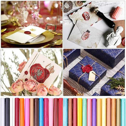 Paxcoo 26pcs Wax Seal Sticks for Stamps, Letters and Crafts - Glue Gun Sealing Wax (Assorted Colors)