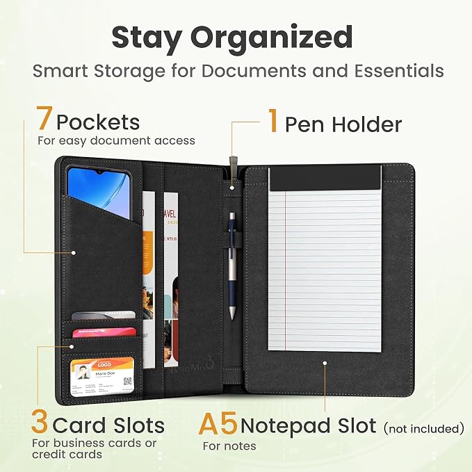 Universal Padfolio Case – Tablet Portfolio Organizer with Notepad Holder – Compatible with iPad 10th 11th Gen, iPad Pro 11, iPad 7 8 9 10.2 10.9 and 9.7 inches