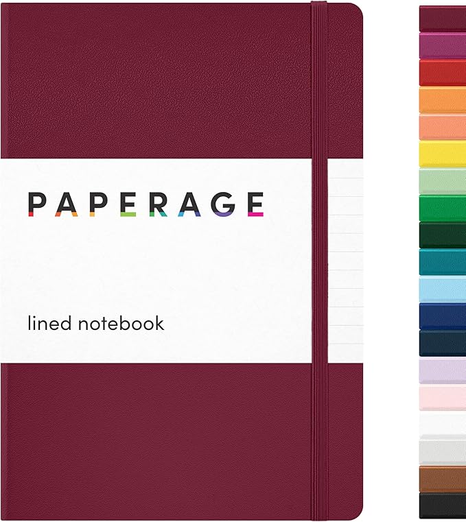 PAPERAGE Lined Journal Notebook, Hardcover Journal for Women & Men, 160 Pages, (5.6 in x 8 in), College Ruled Journaling Notebook for Work, School Supplies & Note Taking, (Burgundy)
