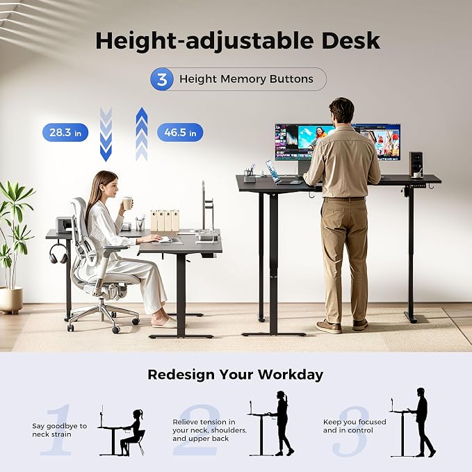 Agilestic Electric L Shaped Standing Desk 75 x 61 Inch with Power Outlet, Height Adjustable Corner Stand up Desk with Cable Management,Sit Stand Home Office Workstation with Splice Board, Black