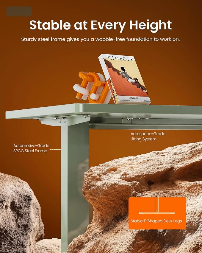 ErGear Height Adjustable Electric Standing Desk, 32 x 19 Inches Sit Stand up Desk, Memory Computer Home Office Desk,Green