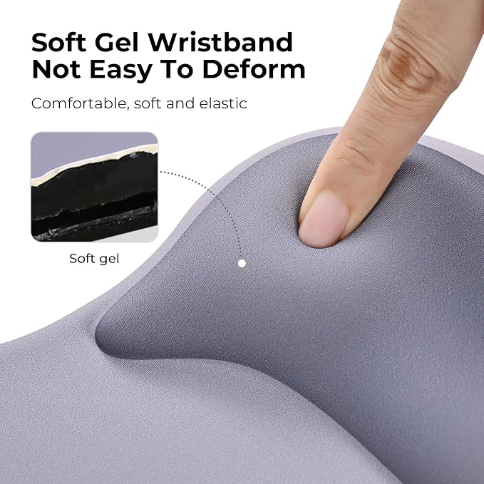 EooCoo Ergonomic Mouse Pad with Gel Wrist Rest Support Middle Concave Design, Relieve Wrist Pain Mousepad, Non-Slip Base for Laptop, Computer, Office Desk Accessories, Carpal Tunnel Syndrome Grey