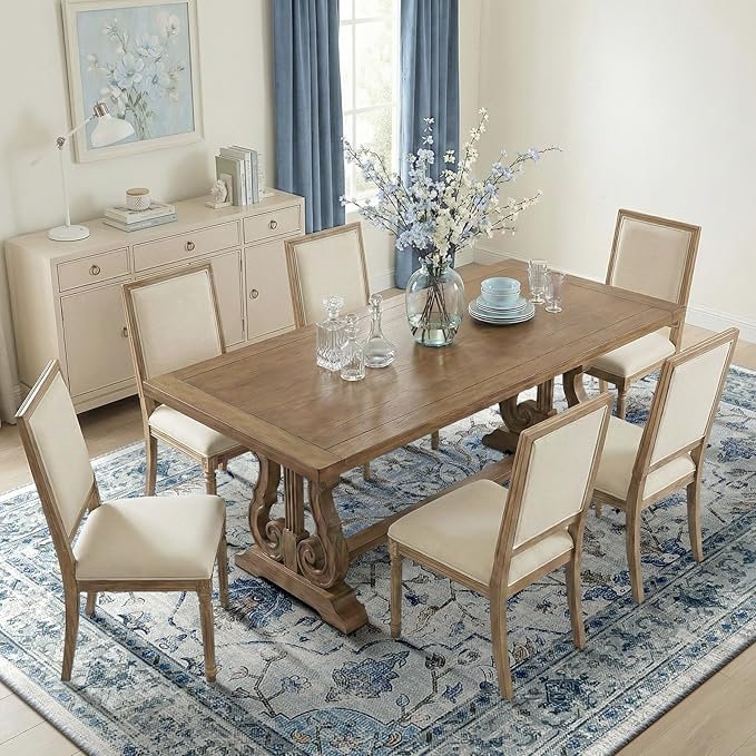RELEANY Area Rugs 5'x8' Washable Non-Slip, Floral Vintage Distress Medallion Carpet for Living Room Bedroom Dining Room, Light Blue Navy Gray White