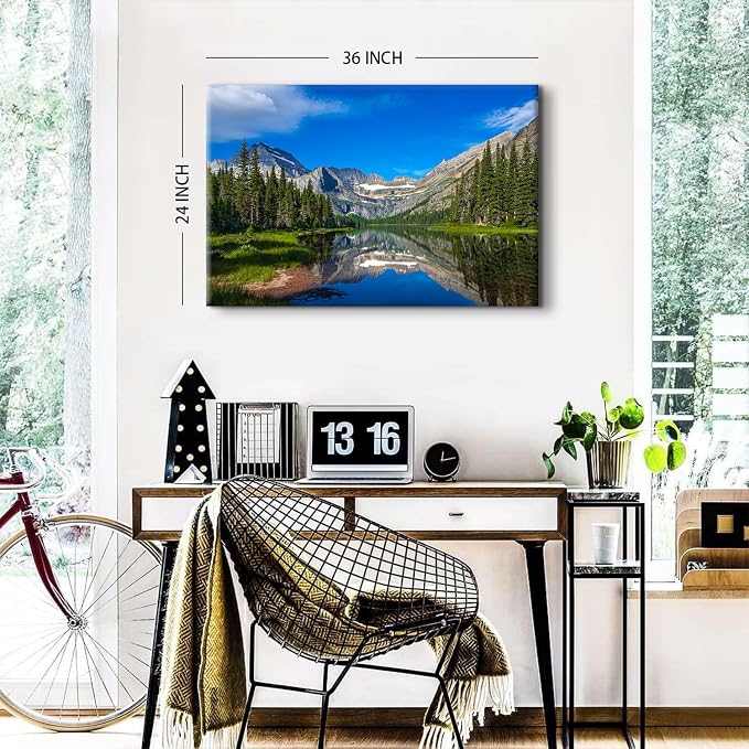 Rustic Moraine Lake Wall Art for Bedroom Snow Mountains Pictures Wall Decor Banff National Park Photography Canvas Posters Nature Forest Scenery Paintings Modern Artwork Living Room Decorations 24x36"