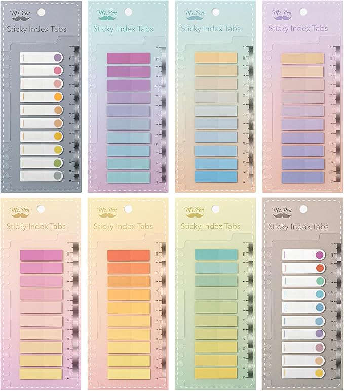 Mr. Pen- Colorful Sticky Tabs, 1600 pcs, Translucent Page Markers | Water-Resistant Book Tabs for Annotating, Bible Study, Planning, Indexing & Document Organization