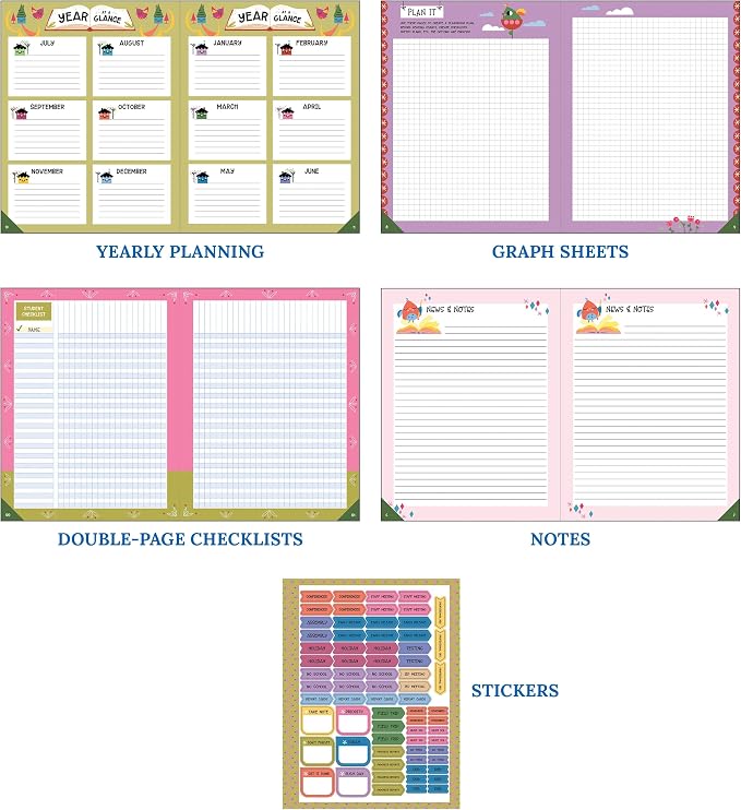 Carson Dellosa Education Fairy Tale Forest Teacher Planner, Undated 8"x11" Lesson Plan Book With Stickers, Class Schedule, Weekly Calendar, Classroom Must Haves, Homeschool Essentials, School Supplies