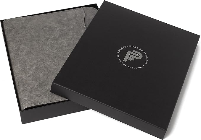 Forevermore Portfolios Portfolio Organizer - 1.5" 3 Ring Binder with Notepad - Zippered Storage Pouch for Papers, Travel Documents, Presentation Folder with Pockets for Card, Passport, Tickets - Gray