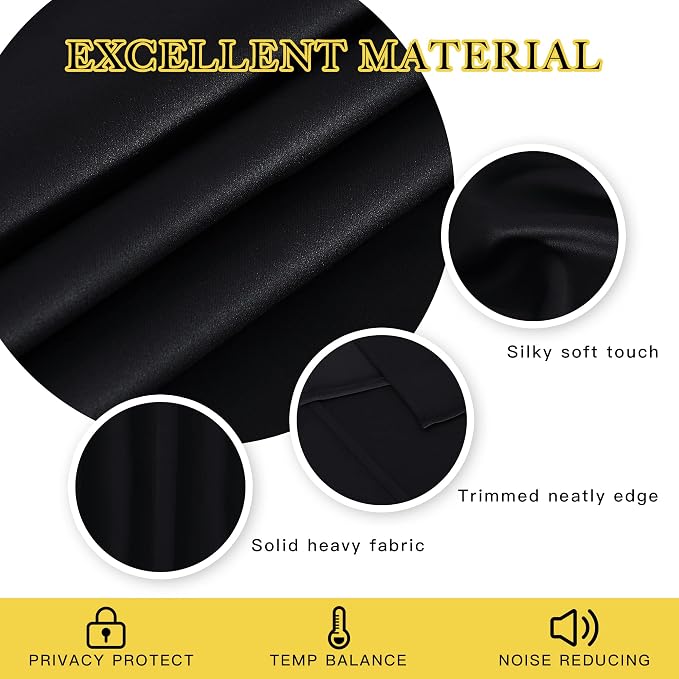 NICETOWN Blackout Curtain Drape for Night Shift - Light Reducing Thermal Insulated Solid Grommet Blackout Window Treatment for Living Room (1 Piece, W66 x L72, Black)