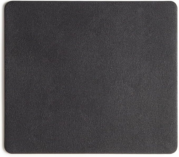 Premium Black Modern Mouse Pad – Full Grain Leather Desk Pad with Microsuede Base & Slim Travel Design