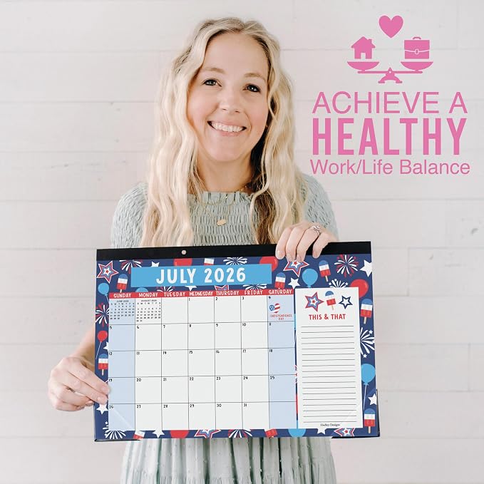 Hadley Designs Large Teacher Desk Calendar 2026-2027 - Desktop Calendar 2026, 18-Month Desk Calendars for Home, Office & Classroom, Cute Classroom Must Haves, Back to School Teacher Gifts