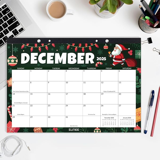 SUNEE Desk Calendar 2026, 18 Months from Oct. 2025 to Mar. 2027, 17"x12" Academic 2026 Desk Calendar for Home, School, or Office Desk Top Organizing, Seasons Color Monthy Calendar 2026