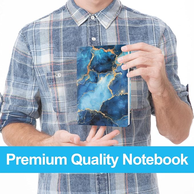 Lined Journal Notebook A5, College Ruled Hardcover Journal for Women, 160 Pages with 100gsm Thick Paper for Writing, Work, Notes & Journaling, Gift for Women, Blue Marble