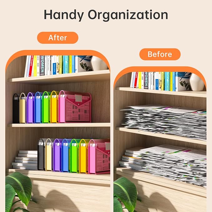 3 Pack Plastic Expanding File Folder, Transparent envelopes with Snap Closure, Fit Legal/B4 Size for School/Office/Home/Hospital, No Dividers, Large Capacity-3 Colors