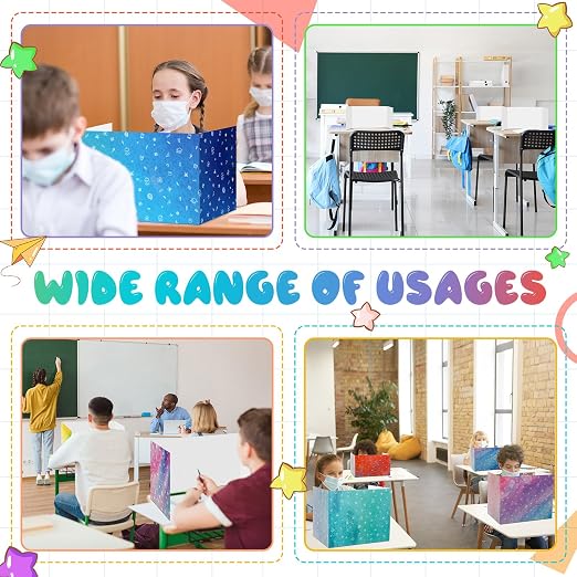 Sherr 30 Pcs School Privacy Boards Bulk for Student Colored Desk Trifold Divider Panels Privacy Partition Folders for School Student Teacher Desks, 15.8 x 13.4 x 11.81 Inches (Stylish Color)