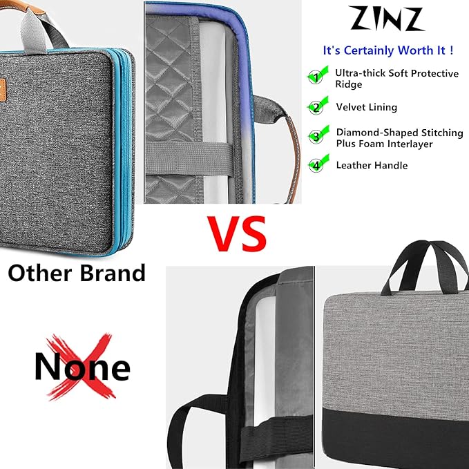 ZINZ Slim Expandable Laptop Case 15.6 Inch Sleeve Upgraded Protective Durable Recycled Carrying Case Compatible with MacBook 15" & 16" and Most 15" 15.6" 16" Notebook,L01G02