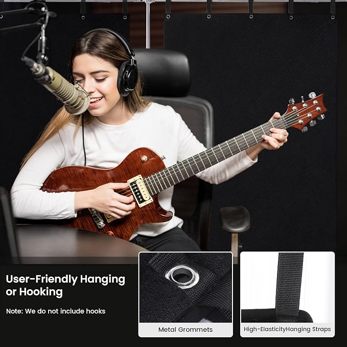 HOMBYS Memory Foam Sound Dampening Blanket, Large 72" x 40" Sound Absorbing Panel with Grommets for Wall Hanging, Noise Reduce Curtains for Recording Studio Use and Basements
