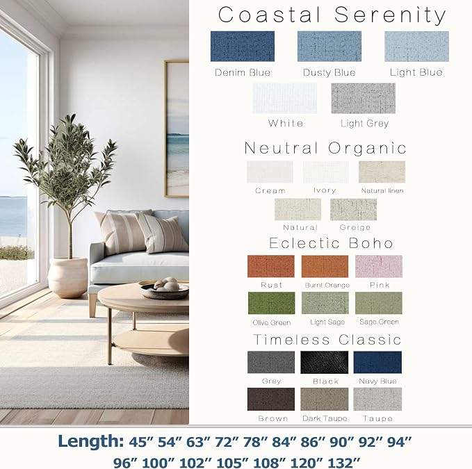 KOUFALL Dusty Blue Linen Blackout Curtains 84 Inches Length for Bedroom,Thermal Curtain for Summer Insulated, Black Out Farmhouse Back Tab Pleated Drapes 84 Inch Long 2 Panels Set, Stone Blue