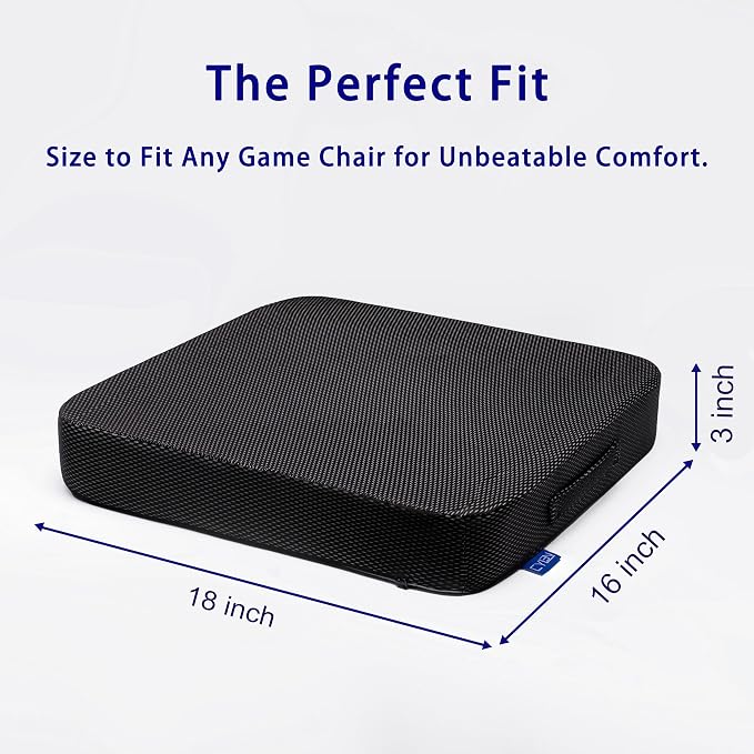 Ifoam Gel Infused Memory Foam Layer Wheelchair Cushion - Seat Cushion for Wheelchair-Office Chair, Kitchen Chair-Pressure Sore and Tailbone Pain Relief-High Dense Polyfoam Base (Black, 18×16×3 inch)