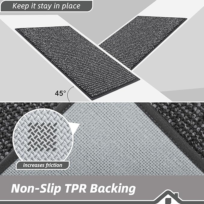BEQHAUSE Kitchen Runner Rugs 32"x84", Non-Slip Kitchen Mats for Floor, Super Absorbent and Stain Resistant Kitchen Rug, Machine Washable Rugs for Kitchen, Hallway, Laundry & Sink, Charcoal