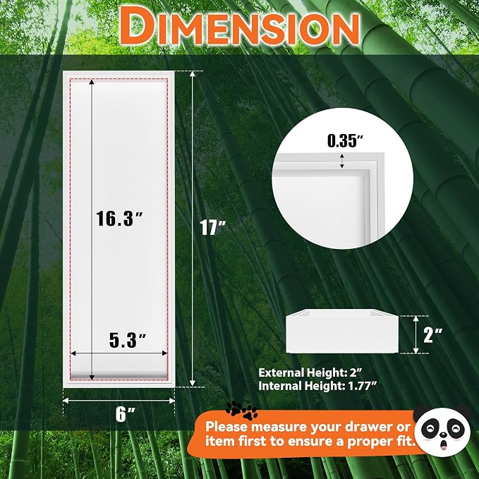 Lixple Bamboo Drawer Organizer, Extra Large Silverware Organizer for Kitchen Drawer, Stackable Utensil Organizer, 2 Pcs Toilet Tank Topper Tray, Wooden Toilet Paper Basket (White, 17 X 6 X 2 Inch)