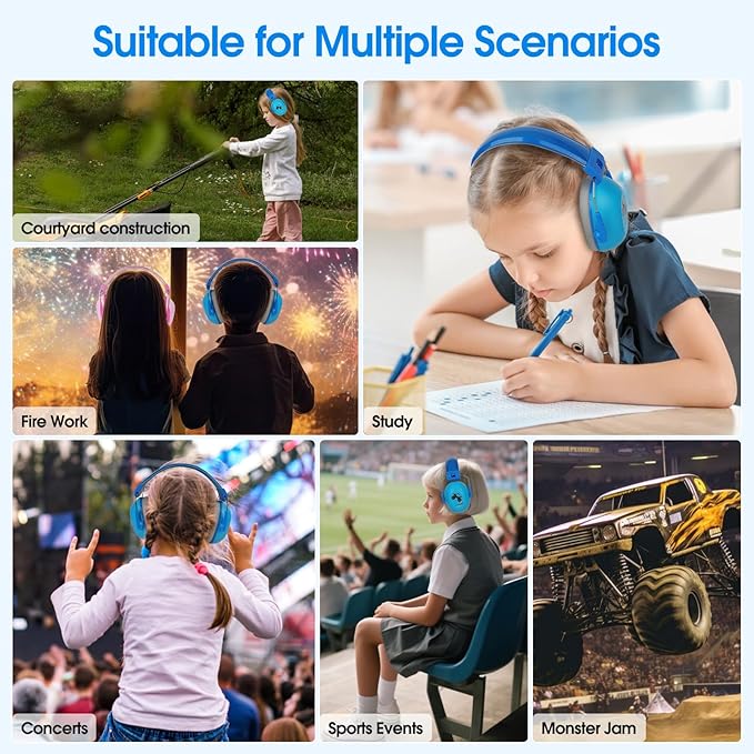 Noise Cancelling Headphones for Kids, SNR 29dB Safety Noise Reduction Ear Muffs for Autism Sensory &Concentration Aid, Ear Hearing Protection for Fireworks/Event/Monster Truck/Concert