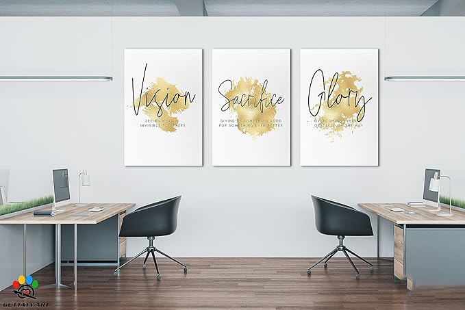 3 Piece Inspirational Canvas Wall Art, Office Wall Art, Motivational Quote Art Pictures for Men Women Gift, Inspirational Positive Quote Poster, Framed Artwork for Home Office Wall Decor 24”x36”x3Pcs