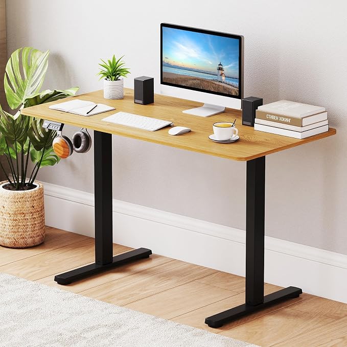 Tangkula Electric Standing Desk Frame, Height Adjustable Computer Desk Base with LED Display & 2 Memory Positions, Ergonomic Home Office Sit Stand Desk Legs for 40"-48" Tabletop (Black)