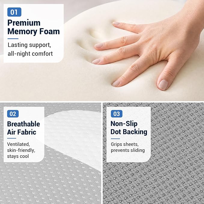 Memory Foam Lumbar Support Pillow for Bed with Ergonomic Wedge Design | Non-slip lower back pillow Back Pain Relief Cushion with Removable cover Elevated Lower Back Pillow for side, back Sleepers
