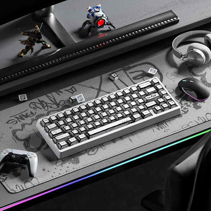 XVX White PBT Keycaps, Cherry Profile Keycap Set, Dye Sublimation Graffiti Keyboard Keycaps Suitable for 60% 65% 75% 80% 100% MX Switches Mechanical Keyboard