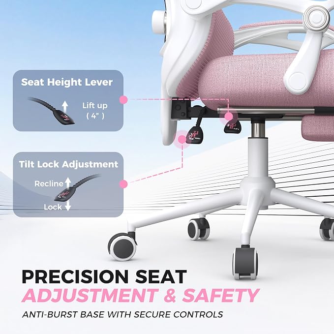 Ergonomic Office Chair with Footrest - Adjustable Lumbar Support & Headrest, 90-160° Reclining Mesh Back Computer Chair - Home Office/Gaming, 350lbs Capacity