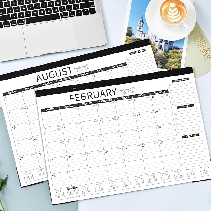 2026-2027 Desk Calendar - Desk Calendar 2026-2027, July 2026 - December 2027, 18 Monthly Desk Pad/Wall Calendar, 2-in-1 Desktop Calendar, 17" x 12", Thick Paper, Corner Protectors